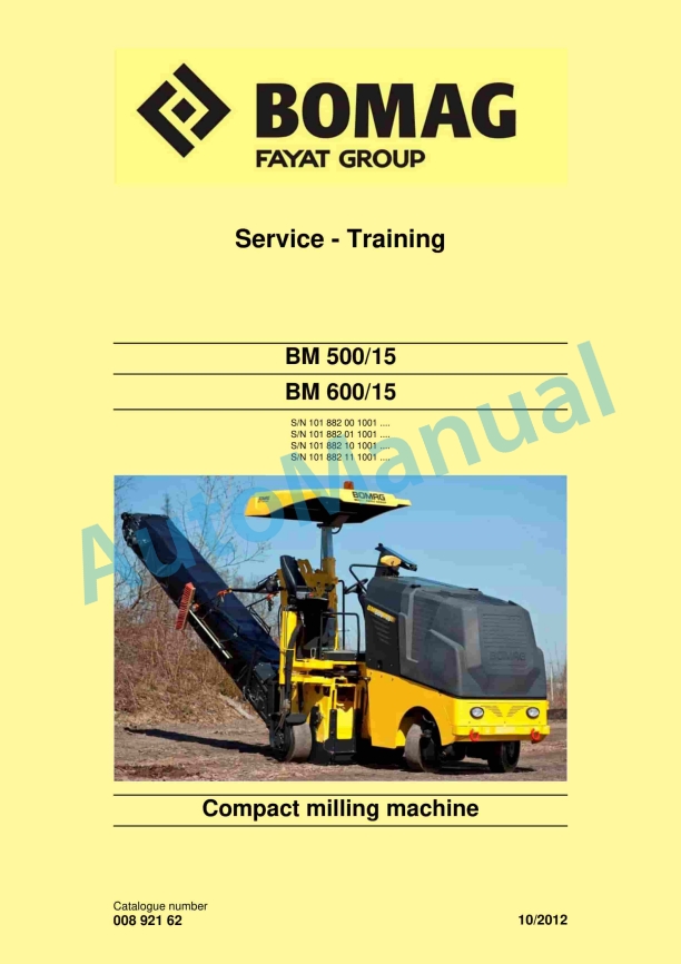 Bomag BM 500-15, BM 600-15 Compact Milling Machine Service Training 00892162