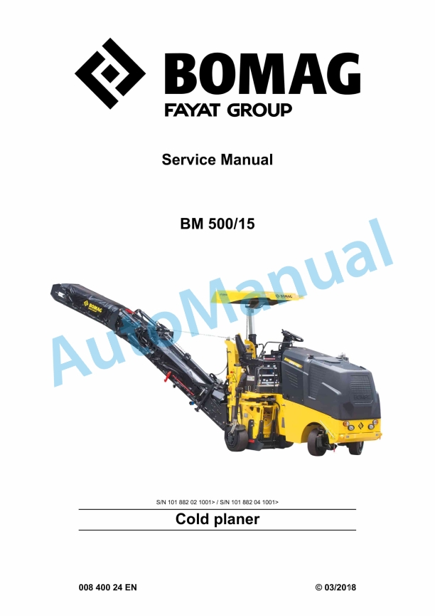 Bomag BM 500-15 Cold Planer Service Manual 00840024