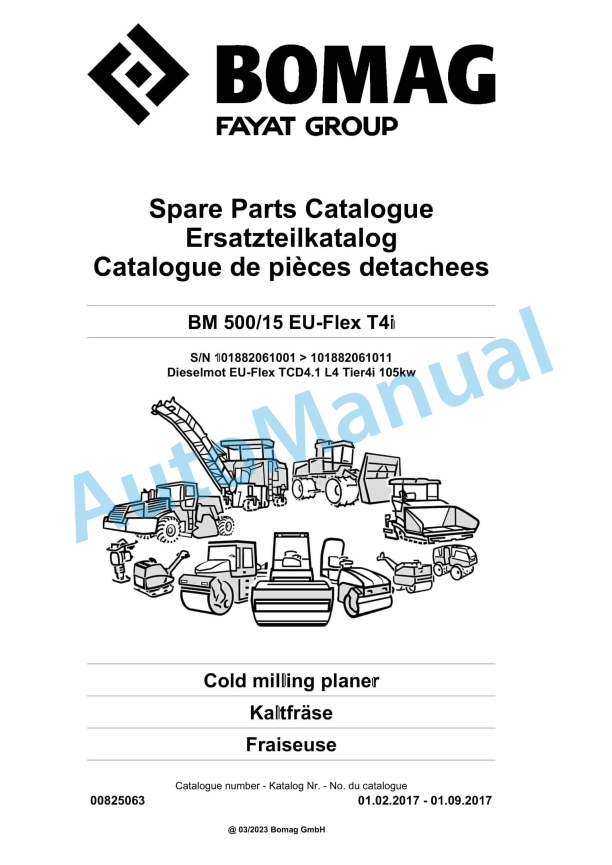 Bomag BM 500-15 EU-Flex T4i Cold Milling Planer Spare Parts Catalogue 00825063