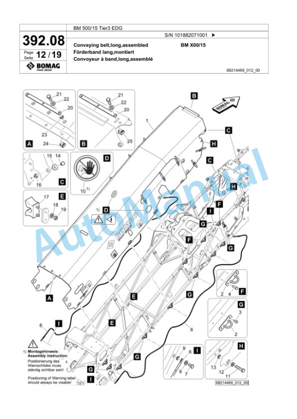Bomag BM 500-15 Tier3 EDG Cold Milling Planer Spare Parts Catalogue 00825161 2 Bomag BM 500-15 Tier3 EDG Cold Milling Planer Spare Parts Catalogue 00825161-2