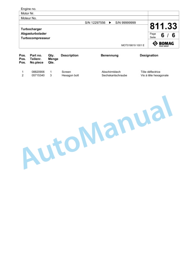 Bomag BM 500-15 Tier3 EDG Cold Milling Planer Spare Parts Catalogue 00825161 5 Bomag BM 500-15 Tier3 EDG Cold Milling Planer Spare Parts Catalogue 00825161-5