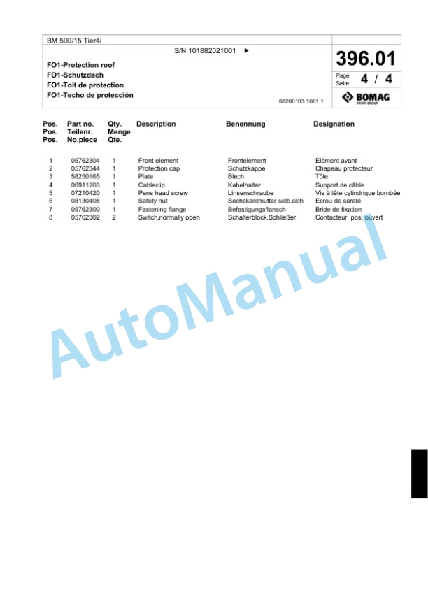 Bomag BM 500-15 Tier4i Cold Milling Planer Spare Parts Catalogue 00824553 3 Bomag BM 500-15 Tier4i Cold Milling Planer Spare Parts Catalogue 00824553-3