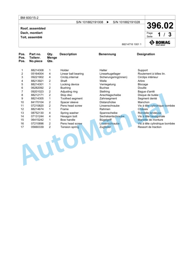 Bomag BM 600-15-2 Cold Milling Planer Spare Parts Catalogue 00826479 3 Bomag BM 600-15-2 Cold Milling Planer Spare Parts Catalogue 00826479-3
