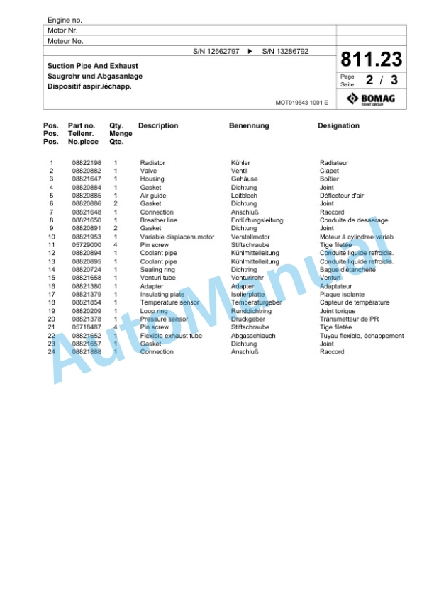 Bomag BM 600-15-2 Cold Milling Planer Spare Parts Catalogue 00826479 5 Bomag BM 600-15-2 Cold Milling Planer Spare Parts Catalogue 00826479-5
