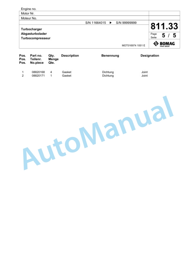 Bomag BM 600-15 EU-Flex T4i Cold Milling Planer Spare Parts Catalogue 00825065 5 Bomag BM 600-15 EU-Flex T4i Cold Milling Planer Spare Parts Catalogue 00825065-5