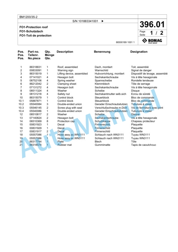 Bomag BM1200-35-2 Cold Milling Planer Spare Parts Catalogue 00826497 4 Bomag BM1200-35-2 Cold Milling Planer Spare Parts Catalogue 00826497-4