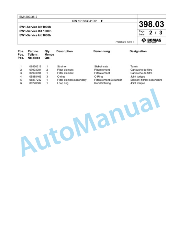 Bomag BM1200-35-2 Cold Milling Planer Spare Parts Catalogue 00826497 5 Bomag BM1200-35-2 Cold Milling Planer Spare Parts Catalogue 00826497-5