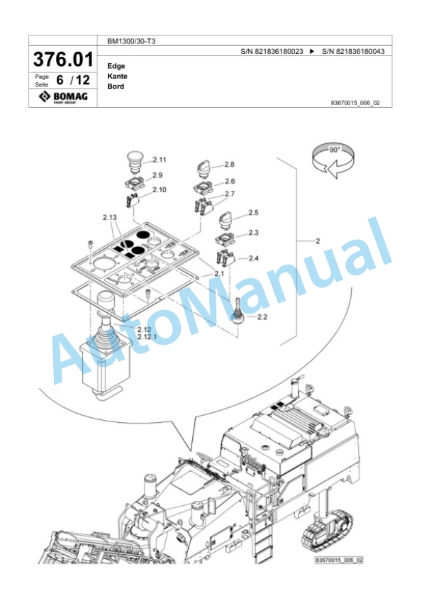 Bomag BM1300-30-T3 Cold Milling Planer Spare Parts Catalogue 00818425 2 Bomag BM1300-30-T3 Cold Milling Planer Spare Parts Catalogue 00818425-2
