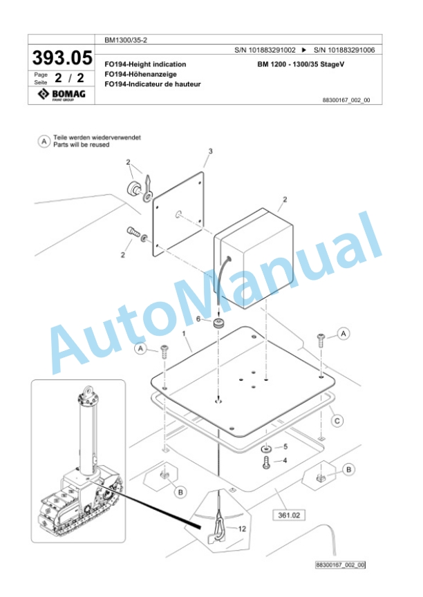 Bomag BM1300-35-2 Cold Milling Planer Spare Parts Catalogue 00826487 3 Bomag BM1300-35-2 Cold Milling Planer Spare Parts Catalogue 00826487-3