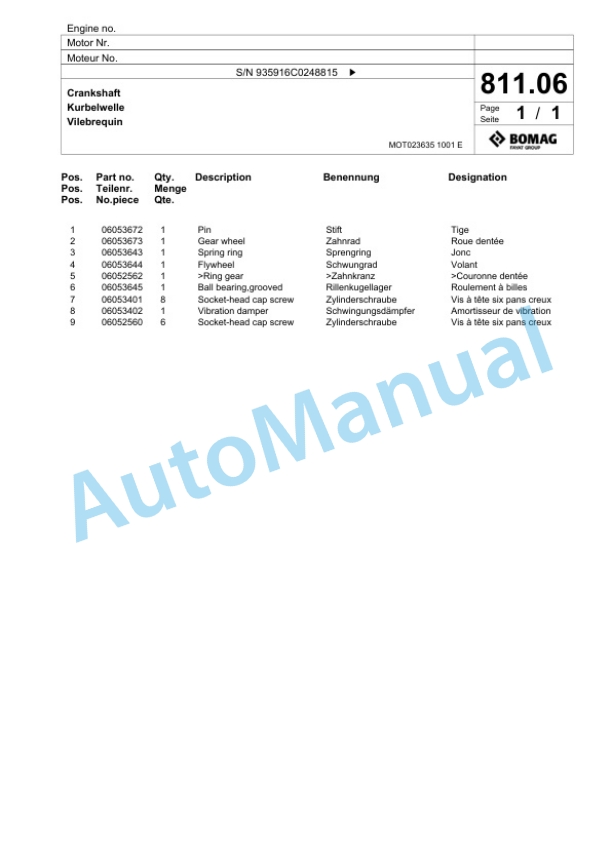 Bomag BM1300-35-2 Cold Milling Planer Spare Parts Catalogue 00826499 5 Bomag BM1300-35-2 Cold Milling Planer Spare Parts Catalogue 00826499-5