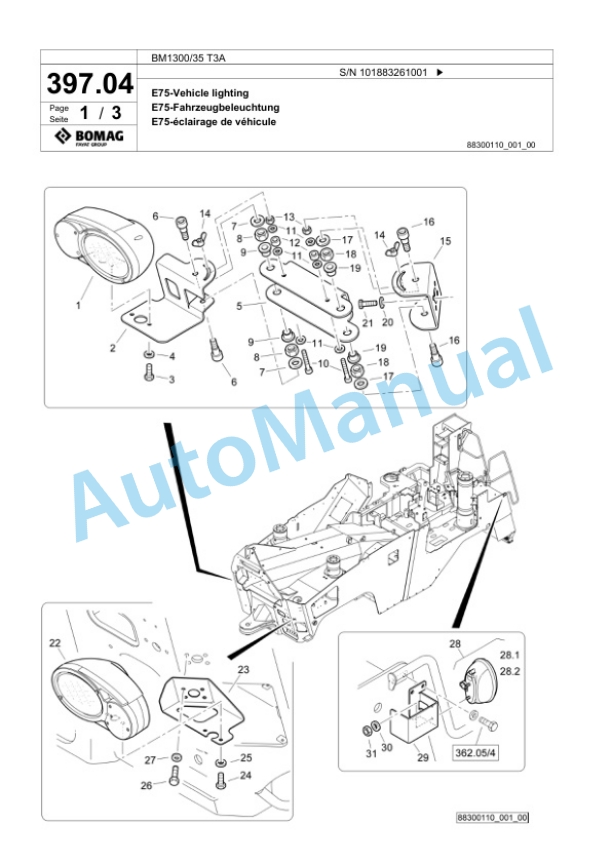 Bomag BM1300-35 T3A Cold Milling Planer Spare Parts Catalogue 00826163 4 Bomag BM1300-35 T3A Cold Milling Planer Spare Parts Catalogue 00826163-4