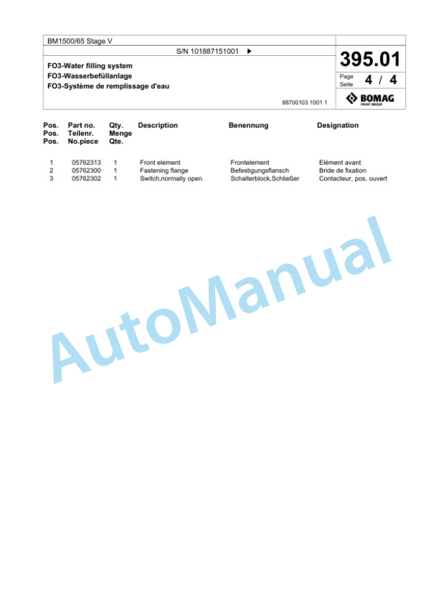 Bomag BM1500-65 Stage V Cold Milling Planer Spare Parts Catalogue 00826471 3 Bomag BM1500-65 Stage V Cold Milling Planer Spare Parts Catalogue 00826471-3