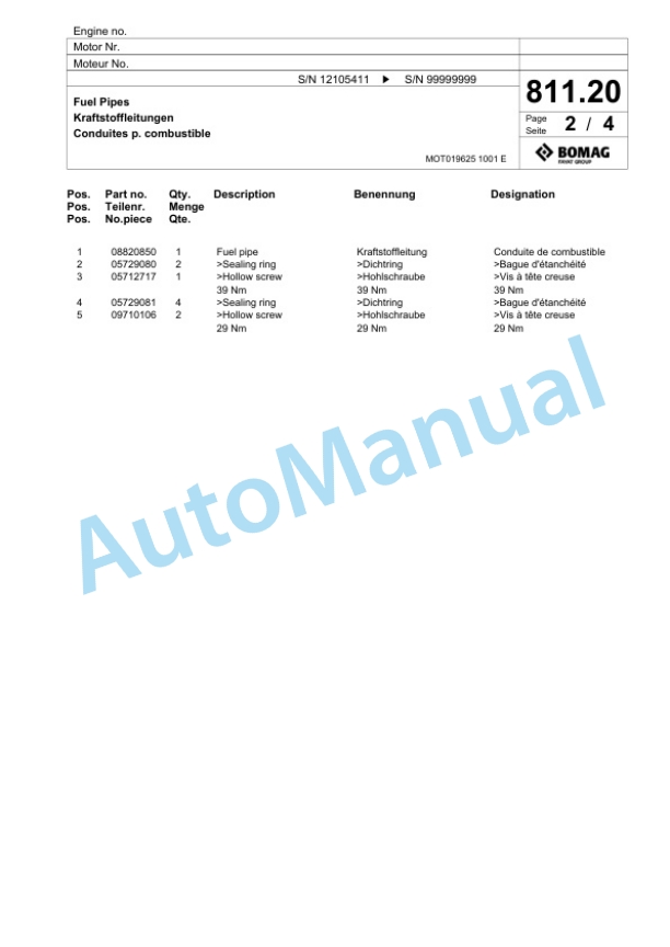 Bomag BM500-15-T4F Cold Milling Planer Spare Parts Catalogue 00825149 4 Bomag BM500-15-T4F Cold Milling Planer Spare Parts Catalogue 00825149-4