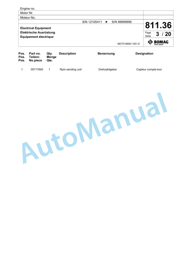 Bomag BM500-15-T4F Cold Milling Planer Spare Parts Catalogue 00825149 5 Bomag BM500-15-T4F Cold Milling Planer Spare Parts Catalogue 00825149-5