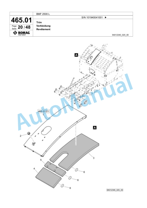 Bomag BMF 2500 L Feeder Spare Parts Catalogue 00825465 2 Bomag BMF 2500 L Feeder Spare Parts Catalogue 00825465-2