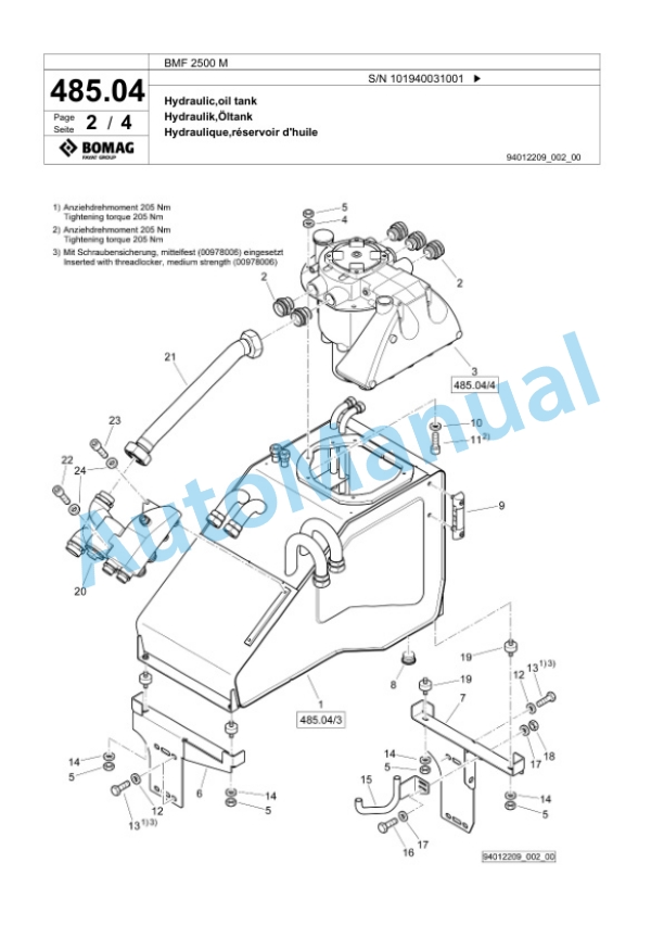 Bomag BMF 2500 M Feeder Spare Parts Catalogue 00825047 5 Bomag BMF 2500 M Feeder Spare Parts Catalogue 00825047-5