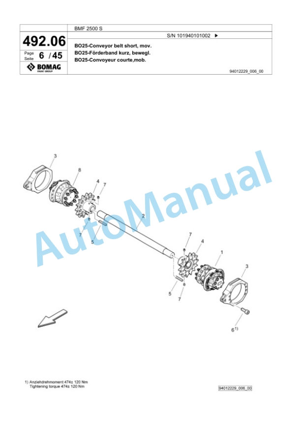 Bomag BMF 2500 S Feeder Spare Parts Catalogue 00825155 4 Bomag BMF 2500 S Feeder Spare Parts Catalogue 00825155-4