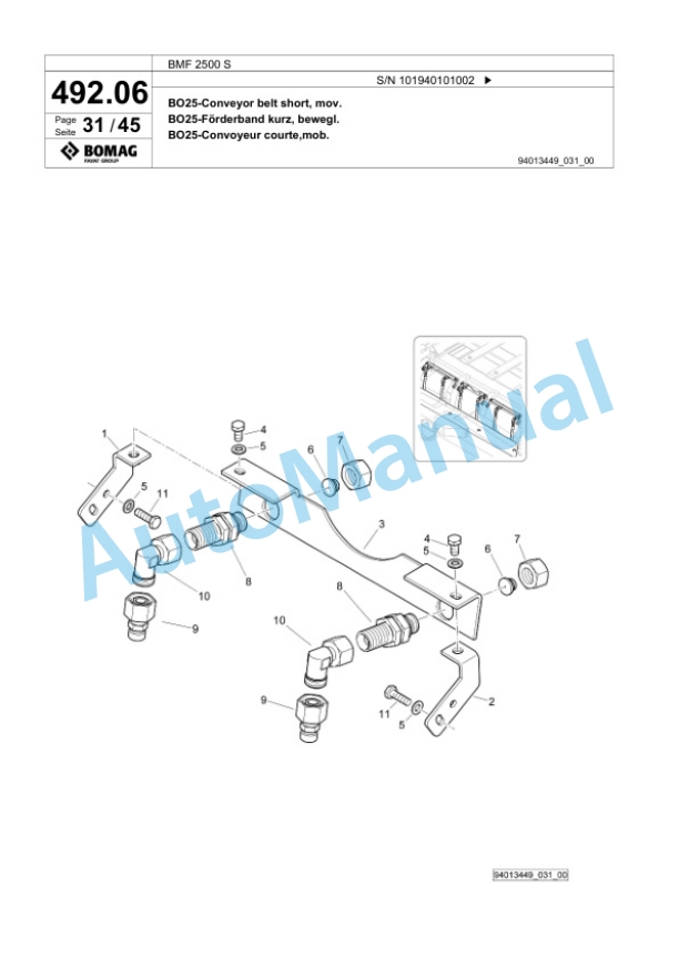 Bomag BMF 2500 S Feeder Spare Parts Catalogue 00825155 5 Bomag BMF 2500 S Feeder Spare Parts Catalogue 00825155-5
