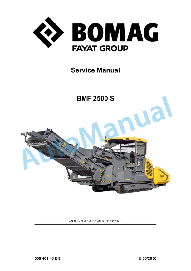 Bomag BMF 2500 S Service Manual 00840148 1 Bomag BMF 2500 S Service Manual 00840148