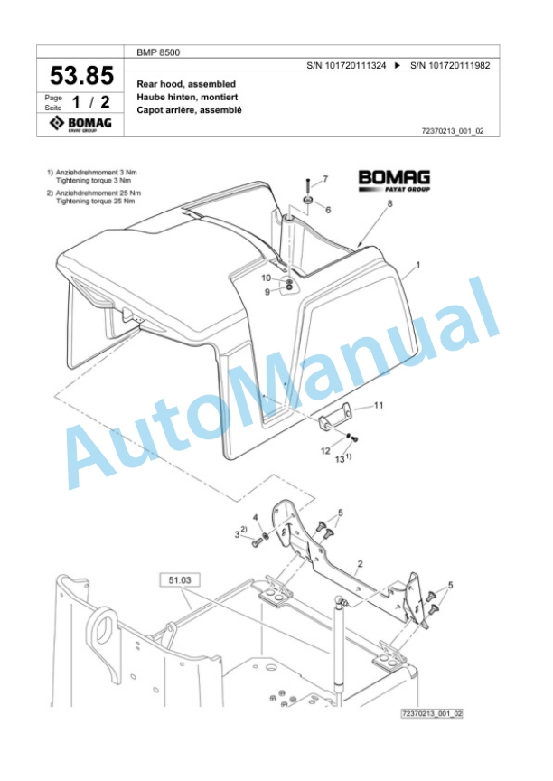 Bomag BMP 8500 Multi Purpose Compactor Spare Parts Catalogue 00818667 2 Bomag BMP 8500 Multi Purpose Compactor Spare Parts Catalogue 00818667-2