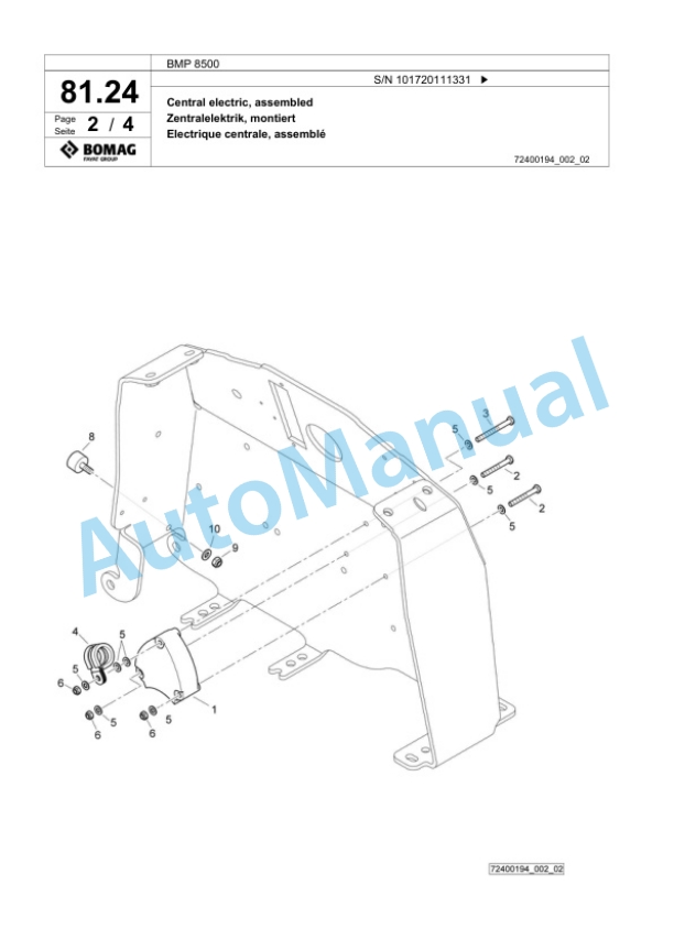 Bomag BMP 8500 Multi Purpose Compactor Spare Parts Catalogue 00818667 3 Bomag BMP 8500 Multi Purpose Compactor Spare Parts Catalogue 00818667-3