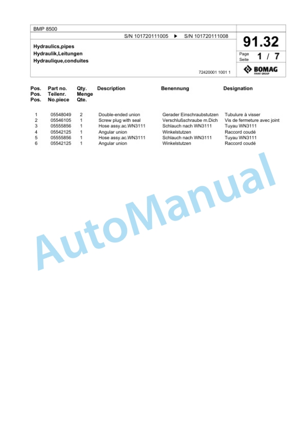 Bomag BMP 8500 Multi Purpose Compactor Spare Parts Catalogue 00818667 4 Bomag BMP 8500 Multi Purpose Compactor Spare Parts Catalogue 00818667-4