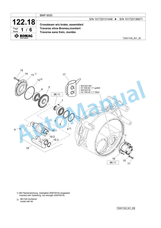 Bomag BMP 8500 Multi Purpose Compactor Spare Parts Catalogue 00825393 4 Bomag BMP 8500 Multi Purpose Compactor Spare Parts Catalogue 00825393-4