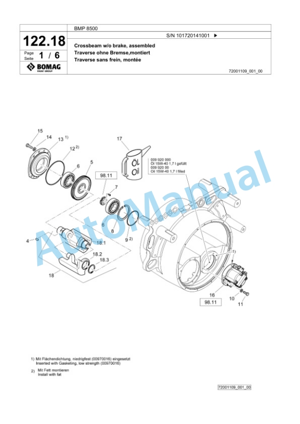 Bomag BMP 8500 Multi Purpose Compactor Spare Parts Catalogue 00825737 5 Bomag BMP 8500 Multi Purpose Compactor Spare Parts Catalogue 00825737-5