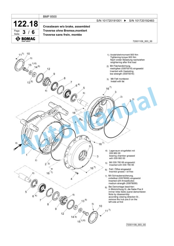 Bomag BMP 8500 Multi Purpose Compactor Spare Parts Catalogue 00826969 5 Bomag BMP 8500 Multi Purpose Compactor Spare Parts Catalogue 00826969-5