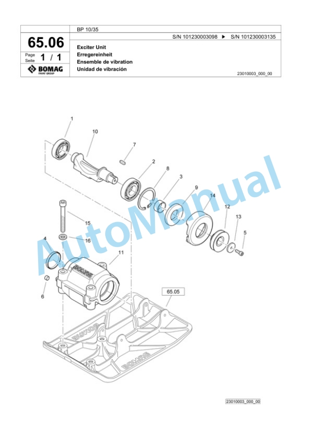 Bomag BP 10-35 Vibratory Plate Compactor Spare Parts Catalogue 00824063 4 Bomag BP 10-35 Vibratory Plate Compactor Spare Parts Catalogue 00824063-4