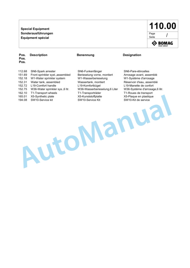 Bomag BP 10-35 Vibratory Plate Compactor Spare Parts Catalogue 00826111 4 Bomag BP 10-35 Vibratory Plate Compactor Spare Parts Catalogue 00826111-4
