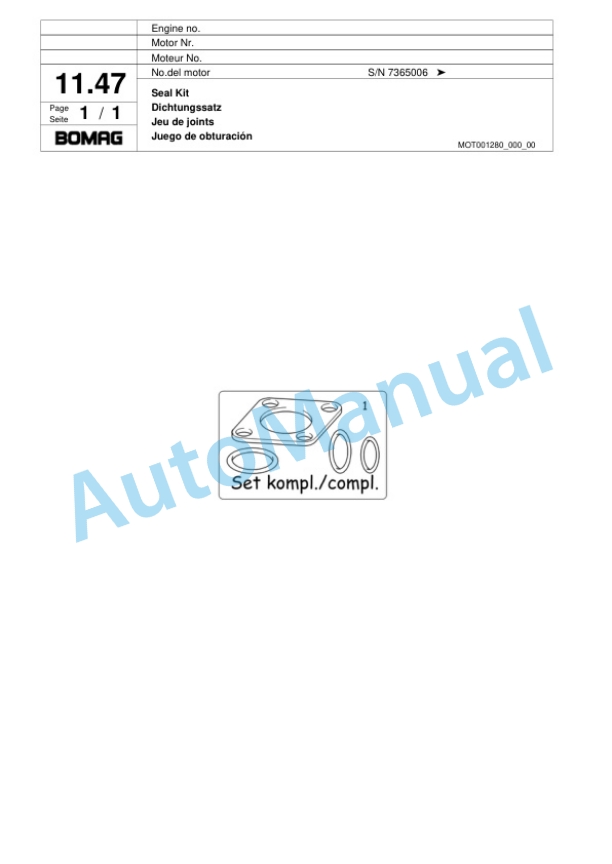 Bomag BP 10-36-2 Vibratory Plate Compactor Spare Parts Catalogue 00817412-2