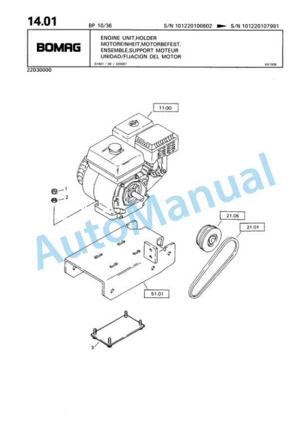 Bomag BP 10-36, BP 15-45 Vibratory Plate Compactor Spare Parts Catalogue 00811815 2 Bomag BP 10-36, BP 15-45 Vibratory Plate Compactor Spare Parts Catalogue 00811815-2