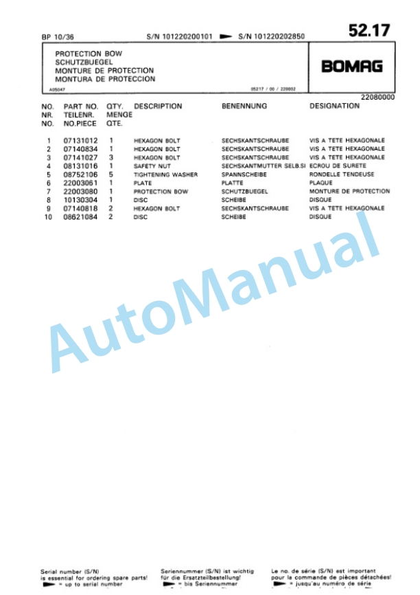 Bomag BP 10-36, BP 15-45 Vibratory Plate Compactor Spare Parts Catalogue 00811816 3 Bomag BP 10-36, BP 15-45 Vibratory Plate Compactor Spare Parts Catalogue 00811816-3