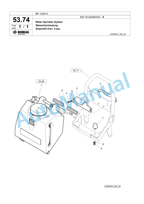 Bomag BP 12-50 A Vibratory Plate Compactor Spare Parts Catalogue 00826117 2 Bomag BP 12-50 A Vibratory Plate Compactor Spare Parts Catalogue 00826117-2