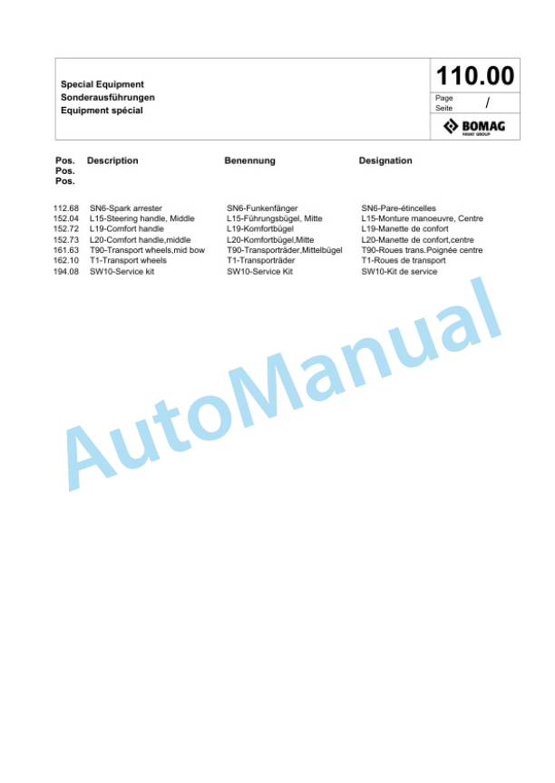 Bomag BP 12-50 A Vibratory Plate Compactor Spare Parts Catalogue 00826117 4 Bomag BP 12-50 A Vibratory Plate Compactor Spare Parts Catalogue 00826117-4