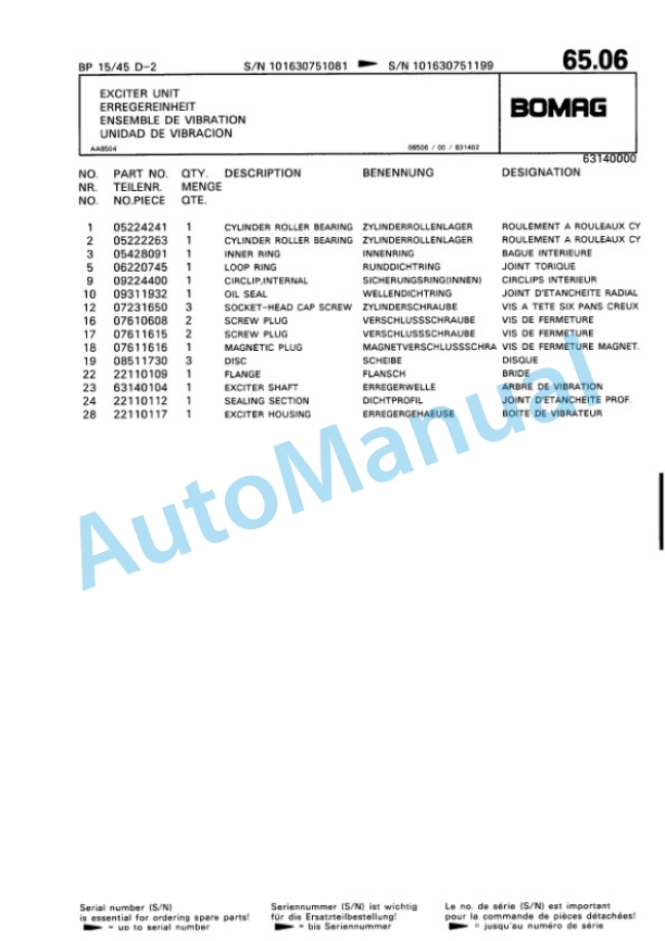 Bomag BP 15-45 D-2 Vibratory Plate Compactor Spare Parts Catalogue 00816413 5 Bomag BP 15-45 D-2 Vibratory Plate Compactor Spare Parts Catalogue 00816413-5
