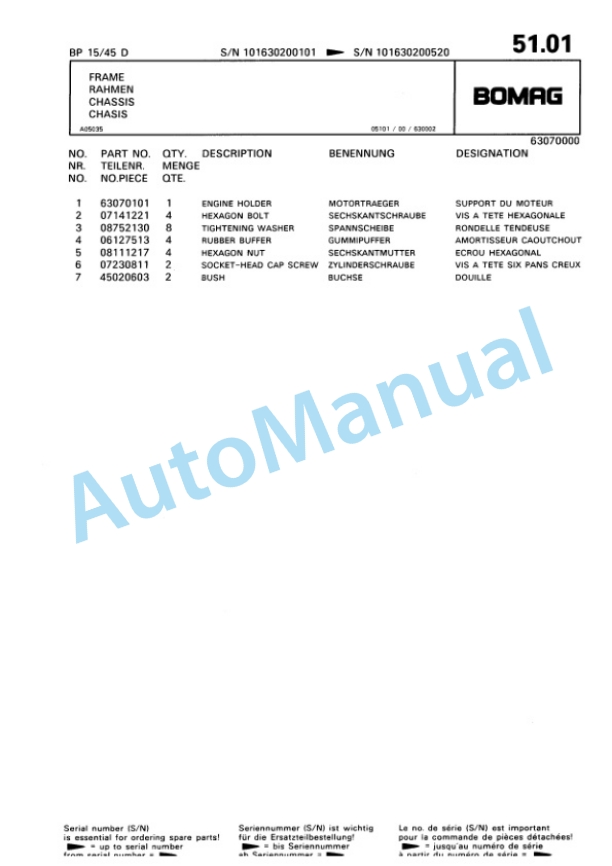 Bomag BP 15-45 D Vibratory Plate Compactor Spare Parts Catalogue 00811820 3 Bomag BP 15-45 D Vibratory Plate Compactor Spare Parts Catalogue 00811820-3