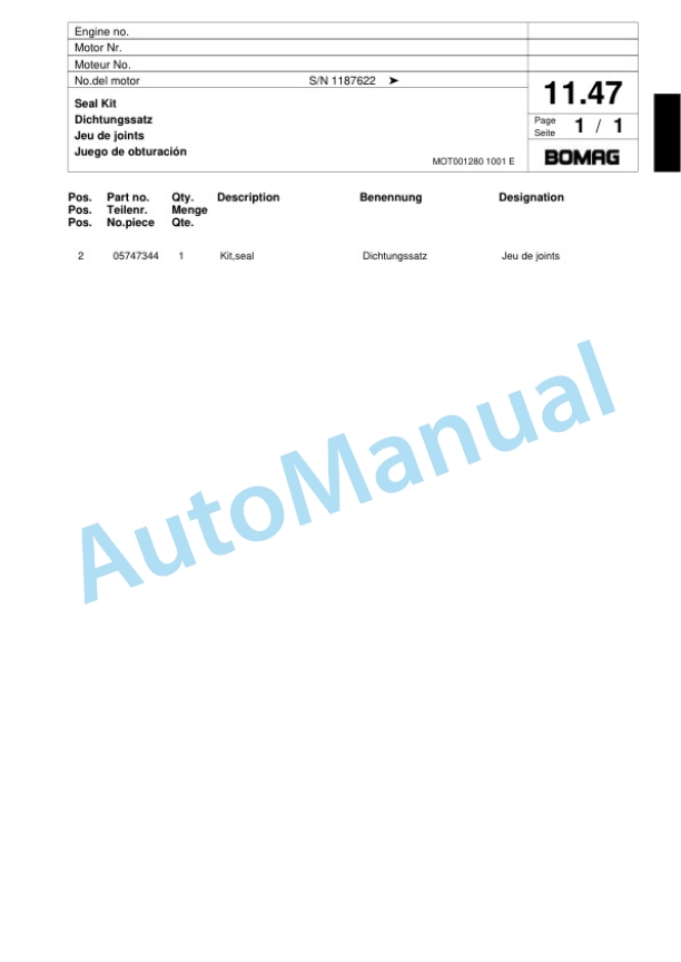 Bomag BP 18-45-2 Vibratory Plate Compactor Spare Parts Catalogue 00818449-2