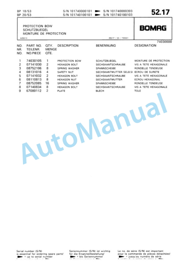 Bomag BP 18-53, BP 20-53 Vibratory Plate Compactor Spare Parts Catalogue 00813341 3 Bomag BP 18-53, BP 20-53 Vibratory Plate Compactor Spare Parts Catalogue 00813341-3