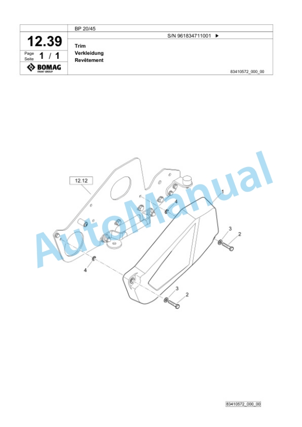 Bomag BP 20-45 Vibratory Plate Compactor Spare Parts Catalogue 00827099 2 Bomag BP 20-45 Vibratory Plate Compactor Spare Parts Catalogue 00827099-2
