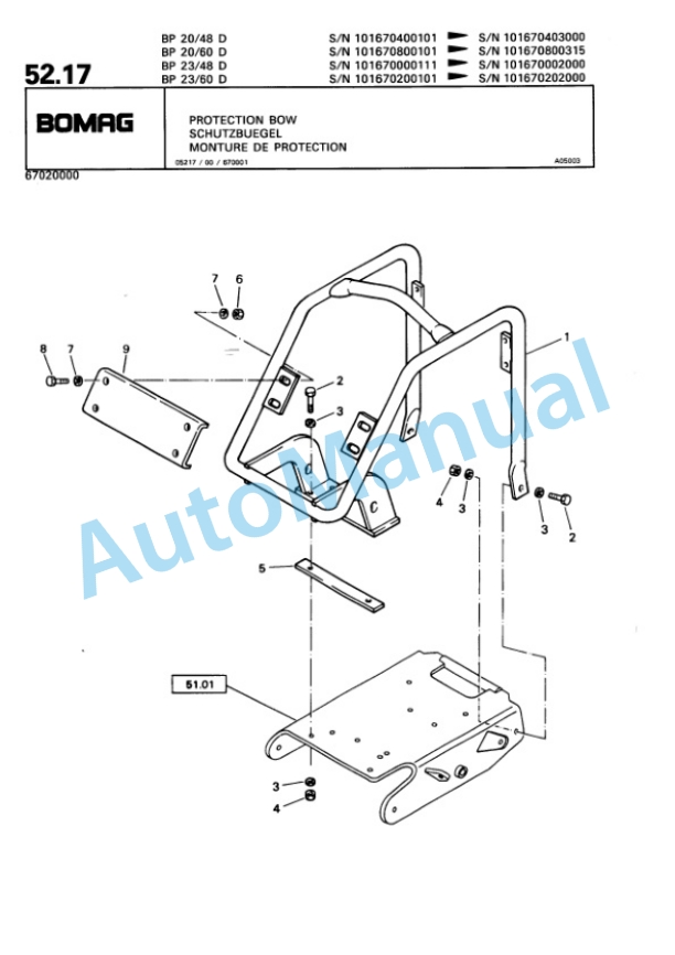 Bomag BP 20-48 D, BP 23-48 D, BP 20-60 D, BP 23-60 D Vibratory Plate Compactor Spare Parts Catalogue 00813324-2