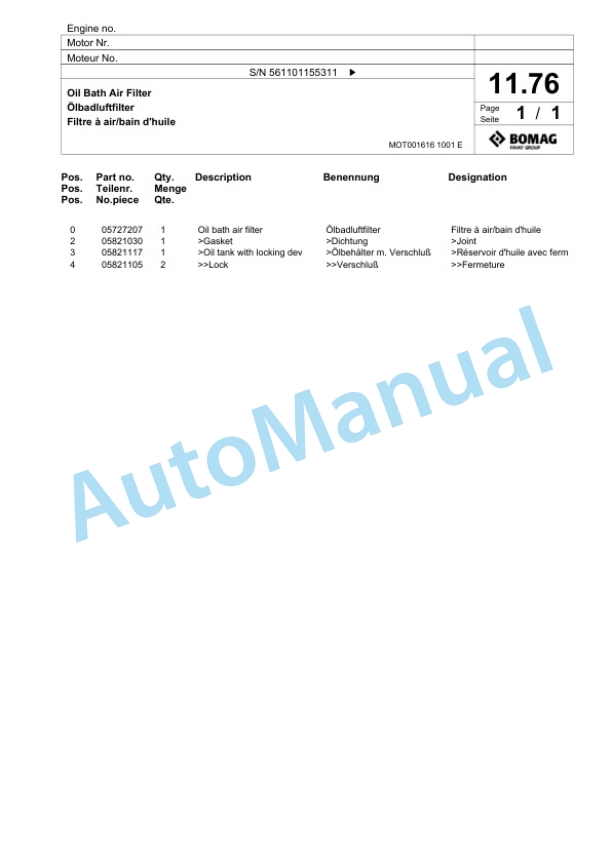 Bomag BP 20-48 D Vibratory Plate Compactor Spare Parts Catalogue 00817422 2 Bomag BP 20-48 D Vibratory Plate Compactor Spare Parts Catalogue 00817422-2