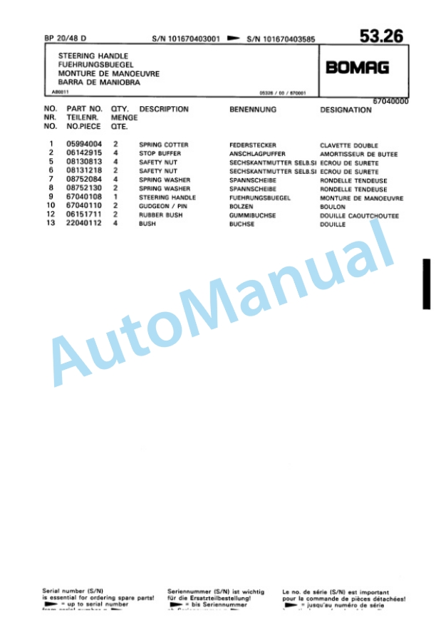 Bomag BP 20-48 D Vibratory Plate Compactor Spare Parts Catalogue 00819915 3 Bomag BP 20-48 D Vibratory Plate Compactor Spare Parts Catalogue 00819915-3