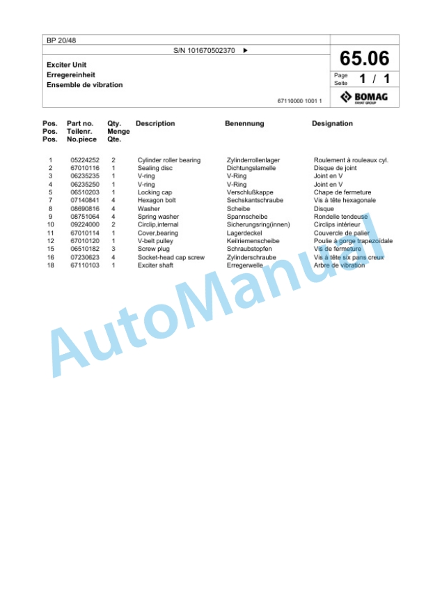 Bomag BP 20-48 Vibratory Plate Compactor Spare Parts Catalogue 00817421 4 Bomag BP 20-48 Vibratory Plate Compactor Spare Parts Catalogue 00817421-4
