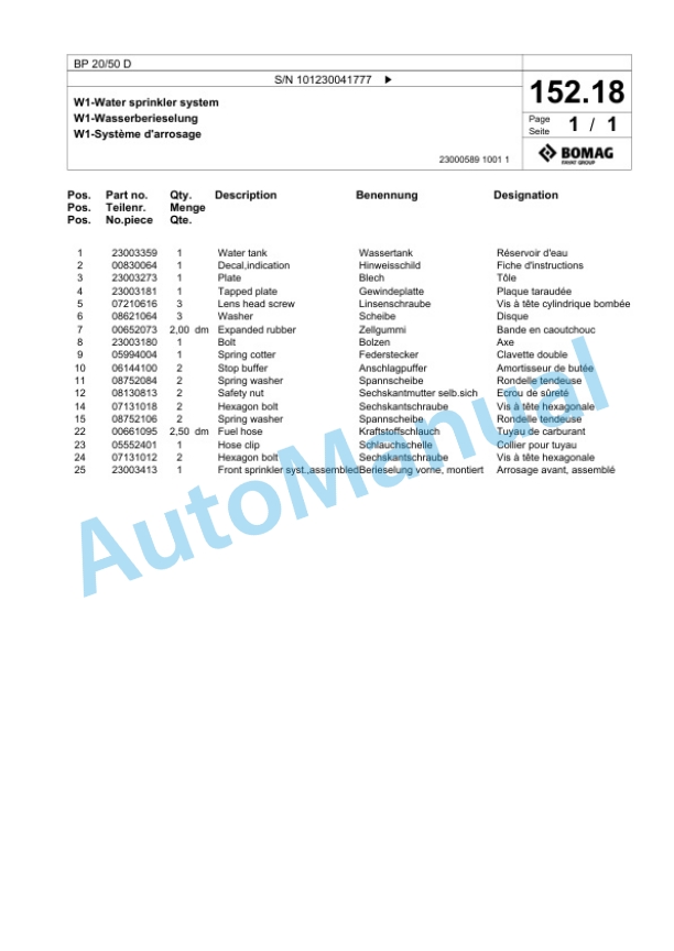 Bomag BP 20-50 D Vibratory Plate Compactor Spare Parts Catalogue 00818749 5 Bomag BP 20-50 D Vibratory Plate Compactor Spare Parts Catalogue 00818749-5