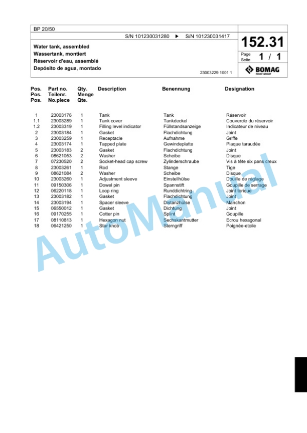 Bomag BP 20-50 Vibratory Plate Compactor Spare Parts Catalogue 00818641 5 Bomag BP 20-50 Vibratory Plate Compactor Spare Parts Catalogue 00818641-5