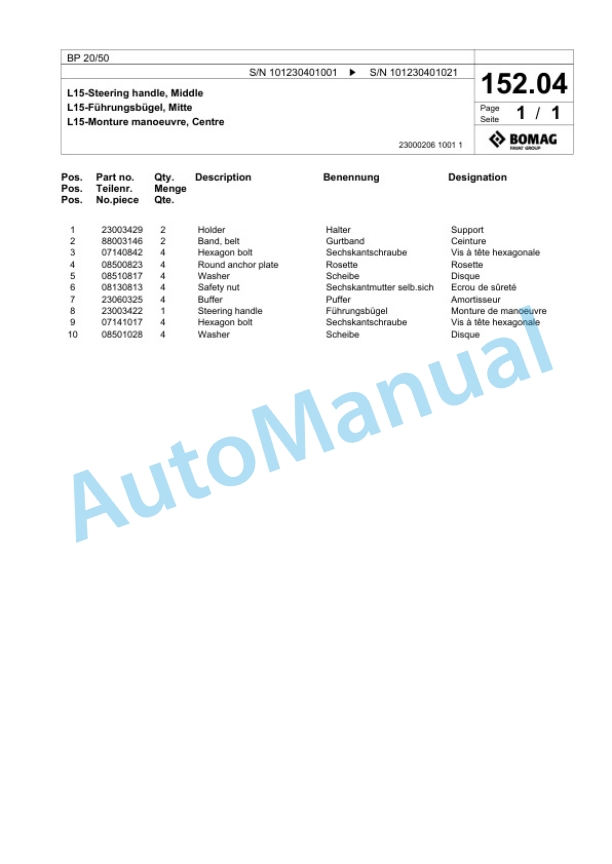 Bomag BP 20-50 Vibratory Plate Compactor Spare Parts Catalogue 00825685 4 Bomag BP 20-50 Vibratory Plate Compactor Spare Parts Catalogue 00825685-4