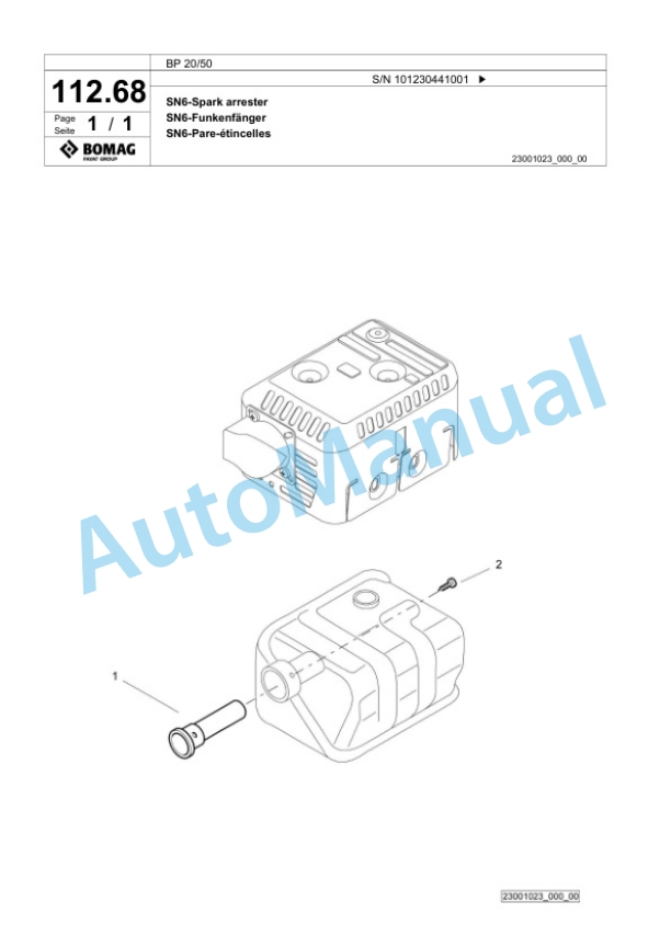 Bomag BP 20-50 Vibratory Plate Compactor Spare Parts Catalogue 00826113 4 Bomag BP 20-50 Vibratory Plate Compactor Spare Parts Catalogue 00826113-4