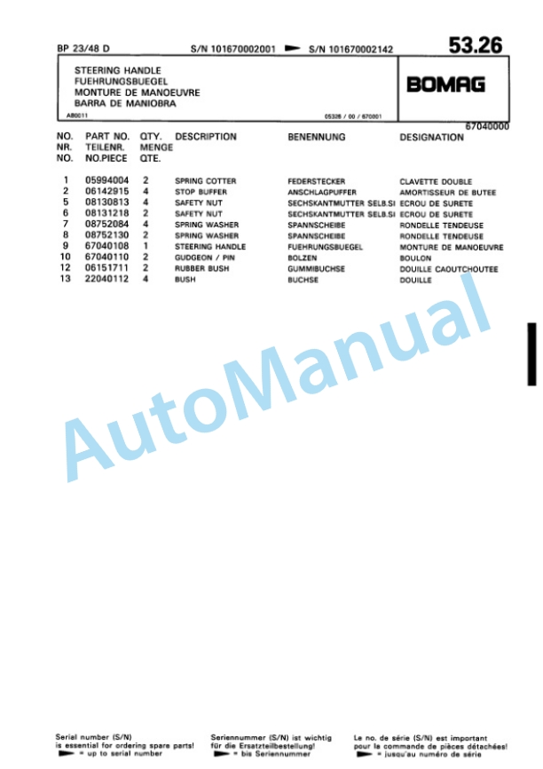Bomag BP 23-48 D Vibratory Plate Compactor Spare Parts Catalogue 00819922 3 Bomag BP 23-48 D Vibratory Plate Compactor Spare Parts Catalogue 00819922-3
